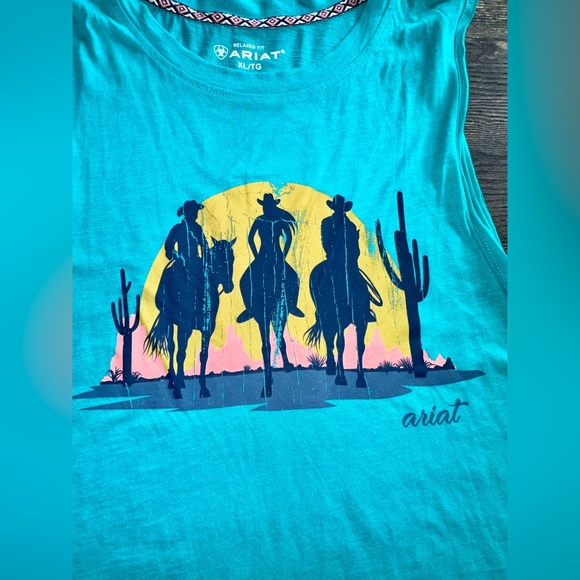 Ariat Blue Wandering Western Tank Top XL - Picture 5 of 8